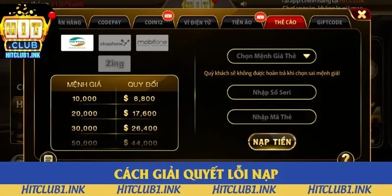 Cách giải quyết lỗi nạp Cách giải quyết lỗi nạp